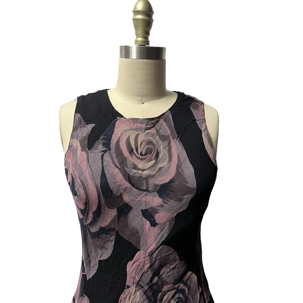 Vintage Nostalgia 90s Y2K bias cut Black Purple floral maxi dress rayon sz S - Picture 2 of 12